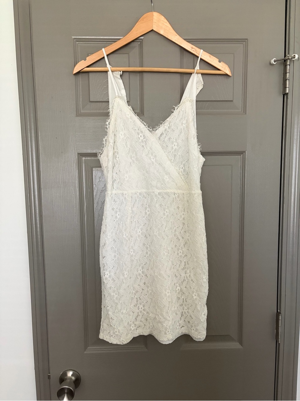 White Lace Dress with Spaghetti Straps